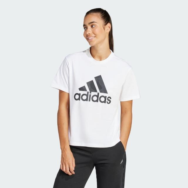 【adidas 愛迪達】LOGO 短袖上衣 T恤 女 IN7314