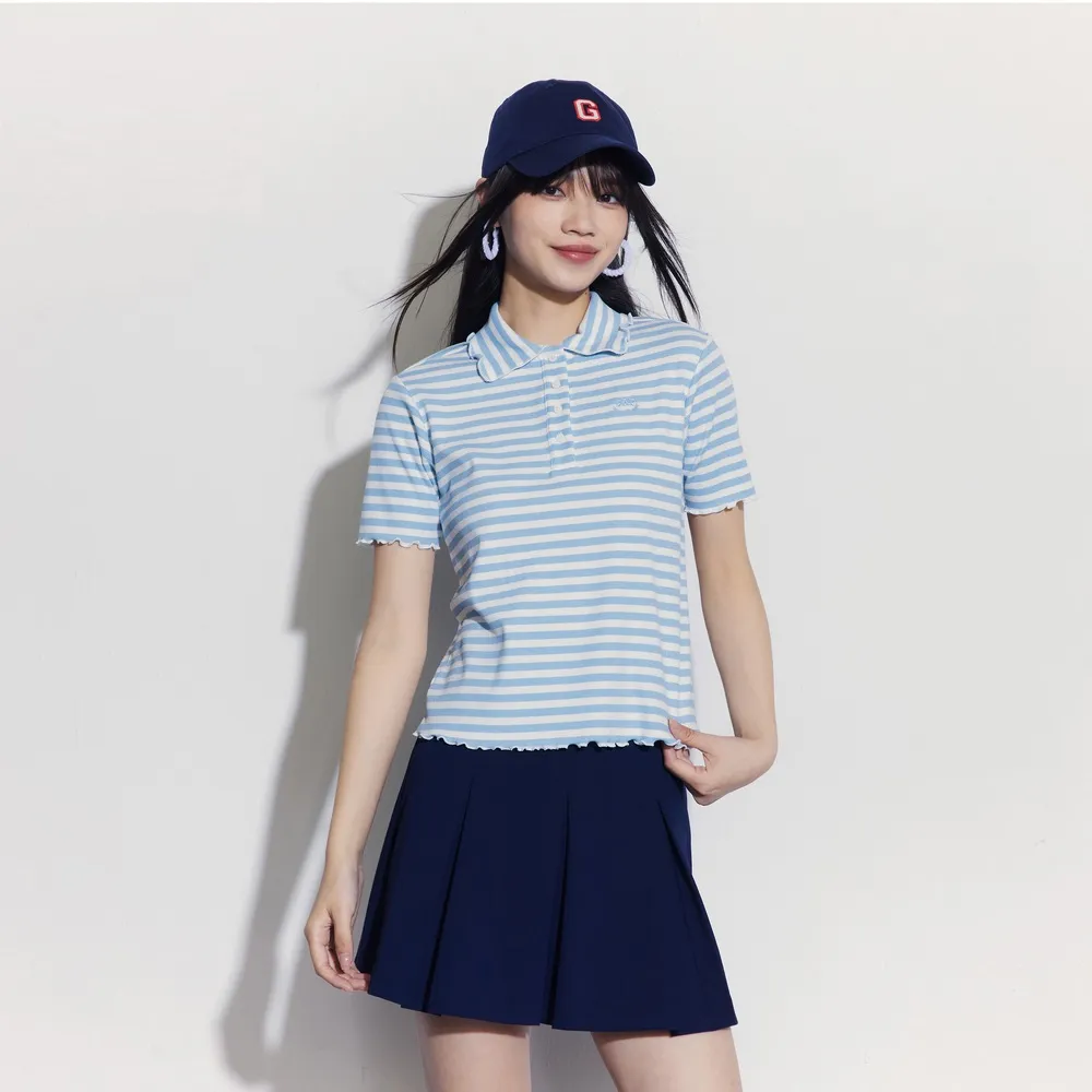 【GAP】女裝 Logo羅紋短袖POLO衫 女友T系列-藍色(465241)