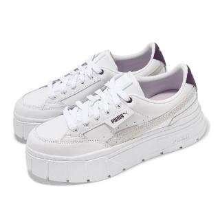 【PUMA】休閒鞋 Mayze Stack Wns 女鞋 白 紫 厚底 增高 拼接 小白鞋(384363-17)