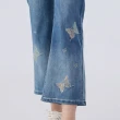 【ILEY 伊蕾】亮片刺繡棉質微喇牛仔褲(淺藍色；M-XL；1242338618)