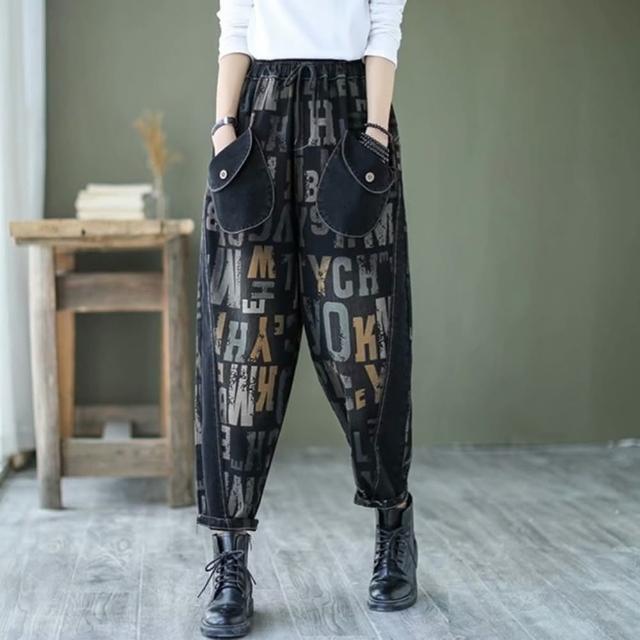 【巴黎精品】現貨+預購 牛仔褲丹寧長褲(時尚顯瘦印花字母女褲子a1fe51)