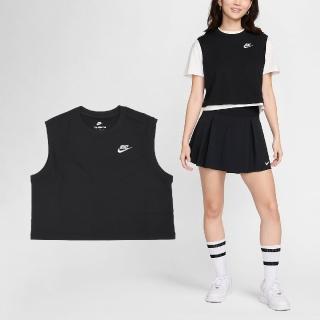 【NIKE 耐吉】背心 NSW Club Tee 女款 黑 白 棉質 刺繡 寬鬆 無袖上衣(FV5506-010)