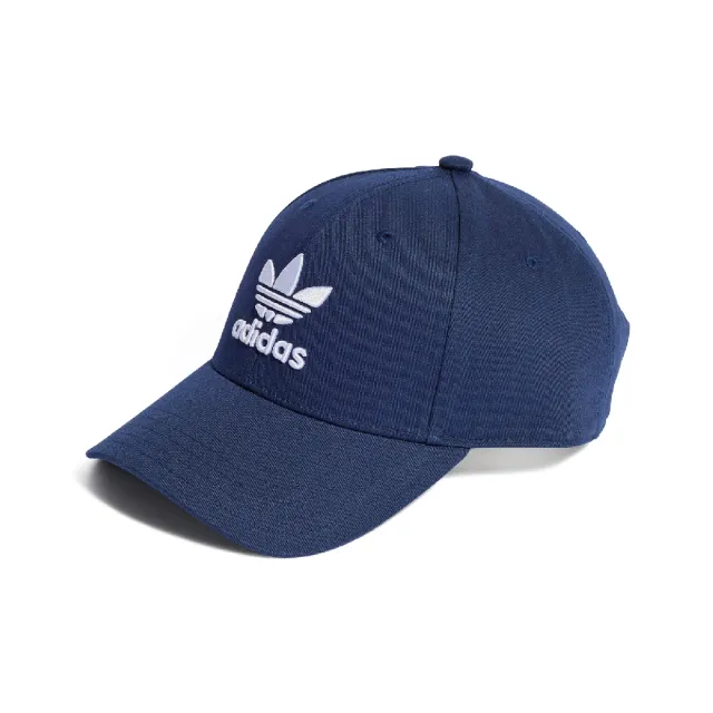 【adidas 愛迪達】棒球帽 Trefoil Baseball Cap 藍 白 純棉 可調帽圍 三葉草 老帽 帽子 愛迪達(IL4843)