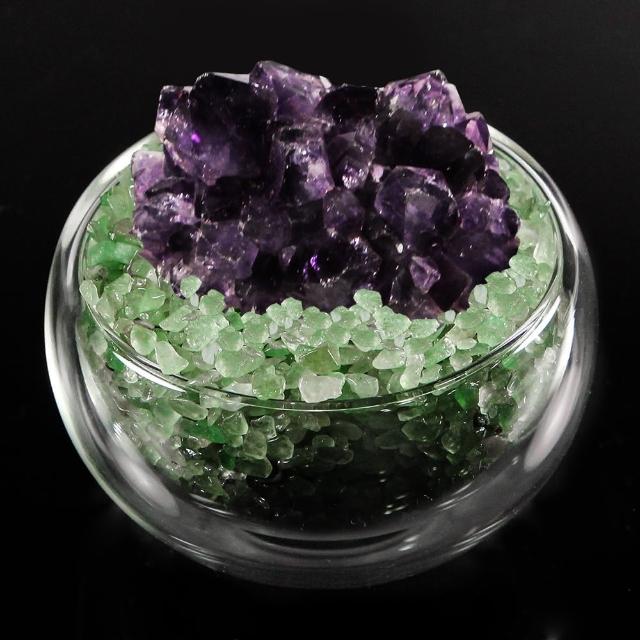【開運億姊】頂級紫水晶花/綠水晶聚寶盆-招財轉運居家風水旺九紫離火運