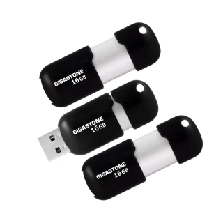 【GIGASTONE 立達】16GB USB2.0 黑銀膠囊隨身碟 U207S 超值3入組(16G 隨身碟 原廠保固五年)