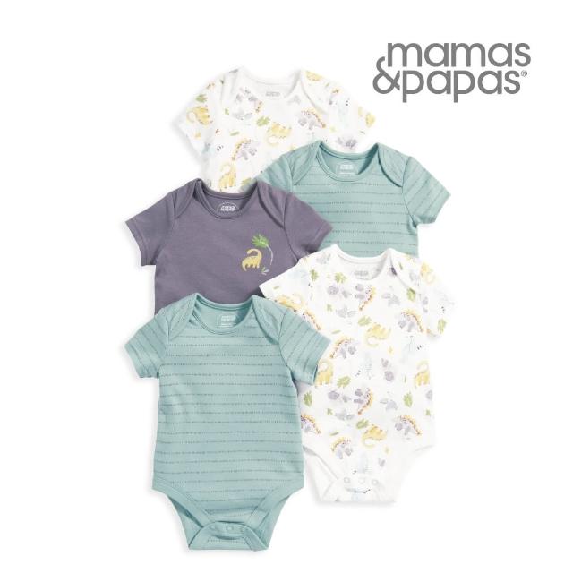 【Mamas & Papas】白堊紀視線-短袖包屁衣5件組(5種尺寸可選)