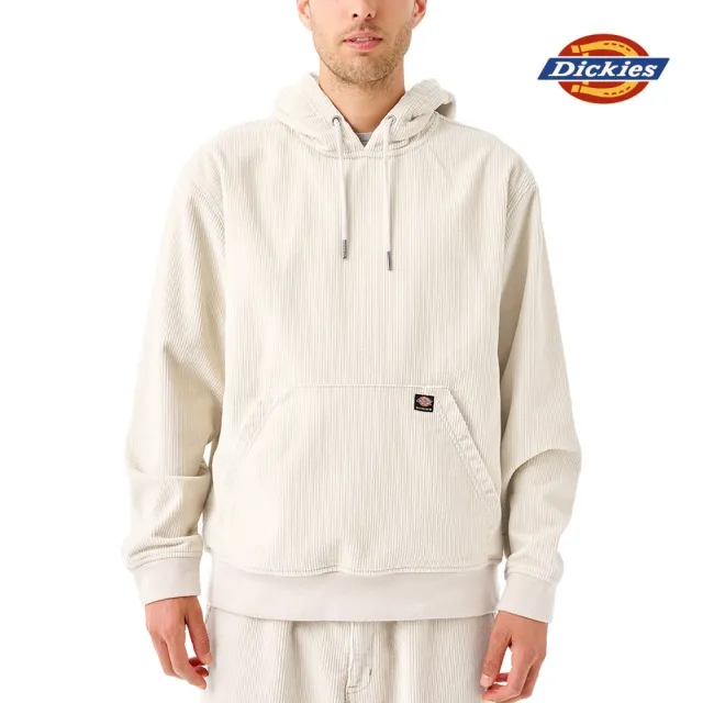 【Dickies】TOM KNOX 聯名－男款迷霧灰純棉燈芯絨舒適休閒連帽大學T｜DK012205H06