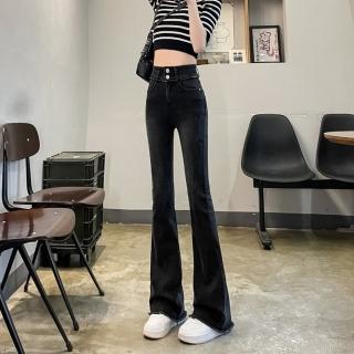 【巴黎精品】現貨+預購 牛仔褲休閒長褲(高腰彈力毛邊微喇叭褲女褲子4款v1br15)