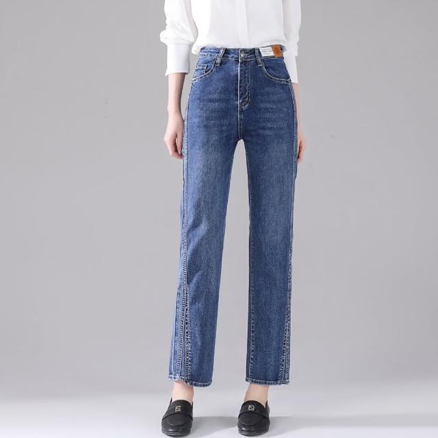 【巴黎精品】現貨+預購 牛仔褲休閒長褲(高腰直筒煙管彈力女褲子6款v1br18)