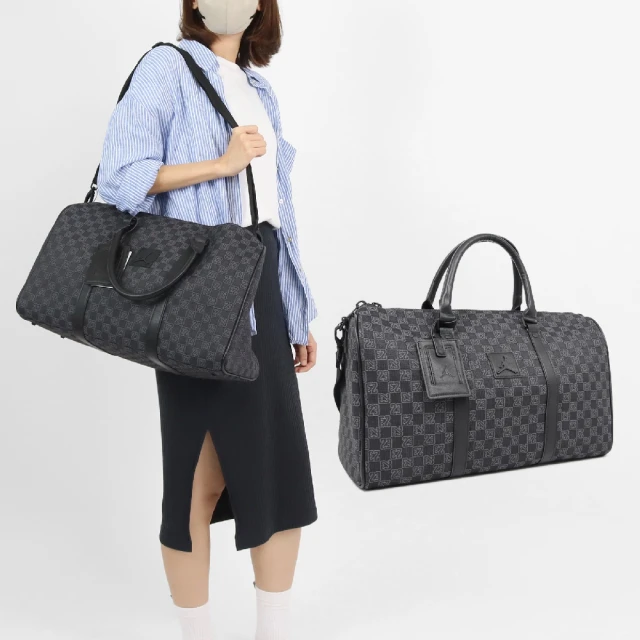 NIKE 耐吉 旅行袋 Jordan Monogram Duffle Bag 黑灰 大空間 健身包 肩背包 手提包(JD2433060AD-001)