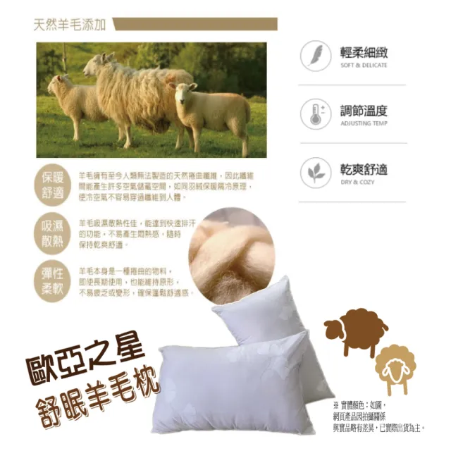 歐亞之星舒眠羊毛枕-2入(舒眠羊毛枕2入)