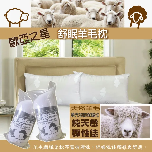 歐亞之星舒眠羊毛枕-2入(舒眠羊毛枕2入)