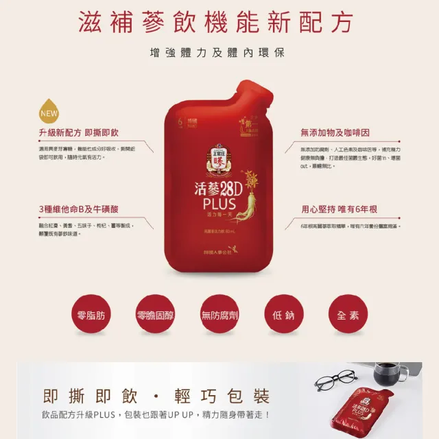 【正官庄】活蔘28D PLUS 80mlx20包/盒(提把式禮盒)