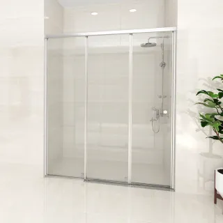 【ITAI 一太】無障礙適用/一字三門連動淋浴門/強化玻璃/單邊開門(寬120內x高190cm含安裝)
