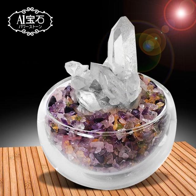 【開運億姊】招財轉運旺九紫離火運白水晶簇-五行水晶聚寶盆