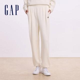 【GAP】女裝 Logo束口鬆緊棉褲-米白色(640364)