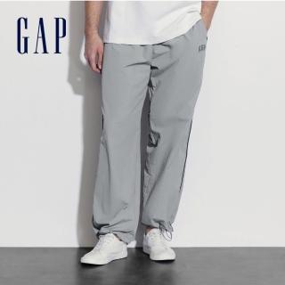 【GAP】男裝 Logo抽繩鬆緊運動褲-灰色(465570)