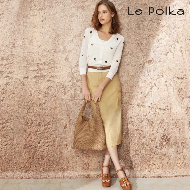 Le Polka 工裝知性直筒九分長裙-女