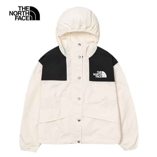 【The North Face 官方旗艦】北面女款米白色DWR防潑水連帽外套｜5JXOQLI