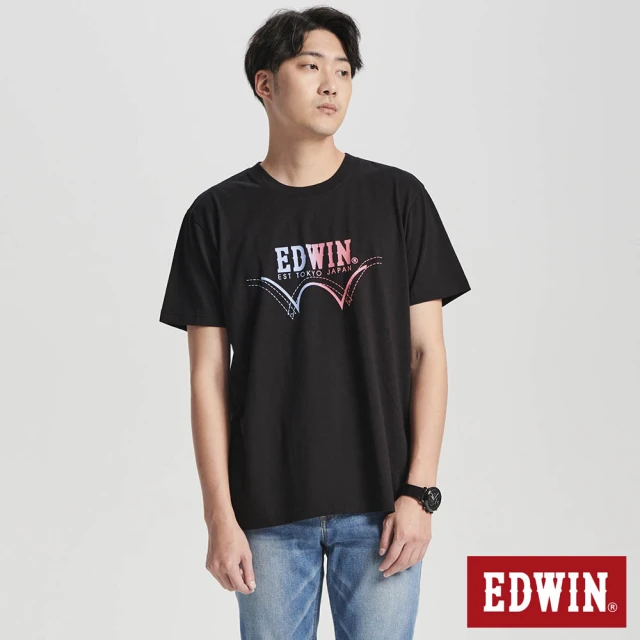 EDWIN 男裝 加大碼 漸層印花短袖T恤(黑色)