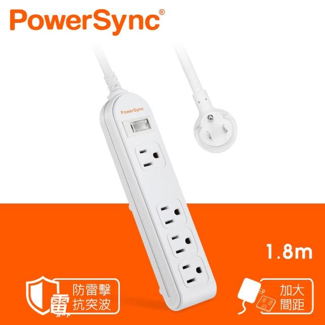 【PowerSync 群加】防雷擊1開4插3P延長線 / 1.8M(PWS-EEA1418)