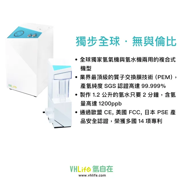 【VHlife氫自在】900cc 吸喝兩用氫健康機(氫氣水機)
