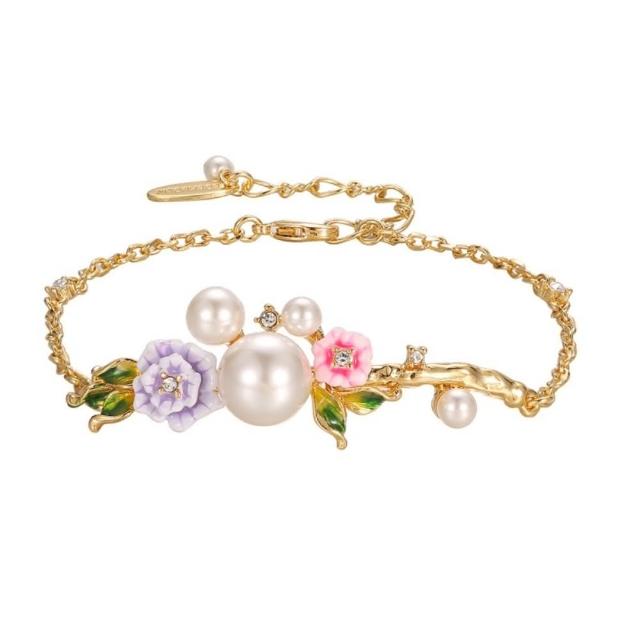 【巴黎精品】現貨+預購 手鍊琺瑯手鏈(珍珠彩釉玫瑰水晶女飾品a1gf47)