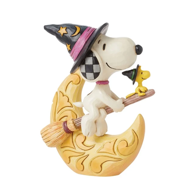 Enesco 精品家飾 SNOOPY 史努比在月亮上騎掃把塑像居家擺飾