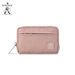 【PORTER INTERNATIONAL】復古品味MORI實用拉鍊零錢包(霧粉)