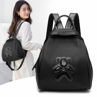 【MoonDy】包包 包包 小熊後揹包 尼龍後揹包 大容量包包 小揹包 黑色包包 亮片包包 貝殼包 防水包包