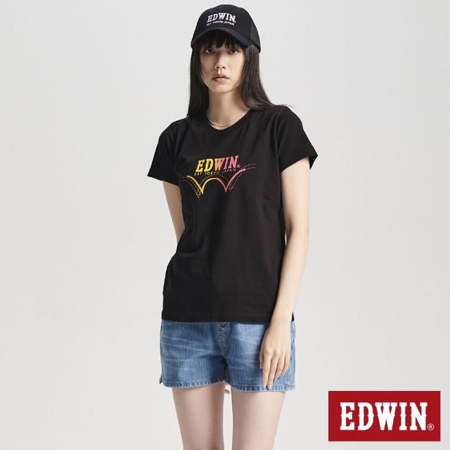 【EDWIN】女裝 漸層印花短袖T恤(黑色)