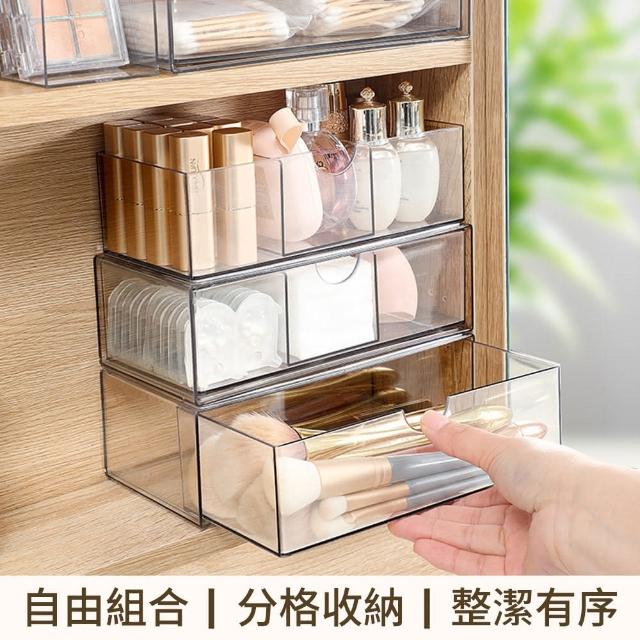 【Hisen海森】收納盒 化妝品收納盒 鏡櫃收納盒 透明帶分格(口紅收納盒/保養品收納盒/透明化妝盒)