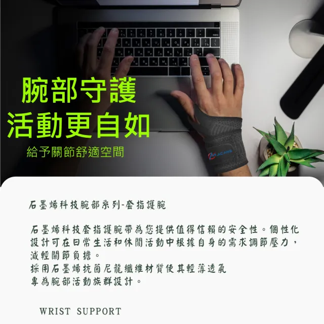 【COMDS 康得適】石墨烯科技套指護腕 1入(WO-304 拇指套入 護手腕 健身護腕)