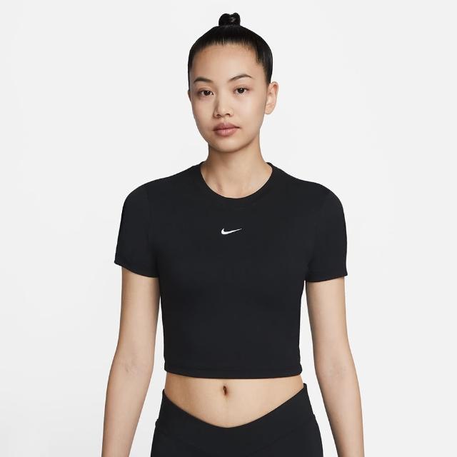 【NIKE 耐吉】上衣 女款 短袖上衣 運動 AS W NSW TEE ESSNTL SLIM CRP L 黑 FB2874-010