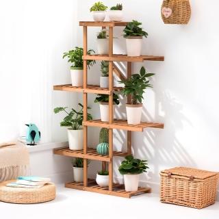 【HappyLife】實木花架H款 Y11653(盆栽架 園藝 庭園 展示櫃 開放式展示架 收納架 書架)