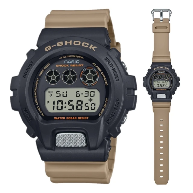 CASIO 卡西歐 G-SHOCK 雙色調色系 電子數位手錶-卡其色50mm(DW-6900TU-1A5)