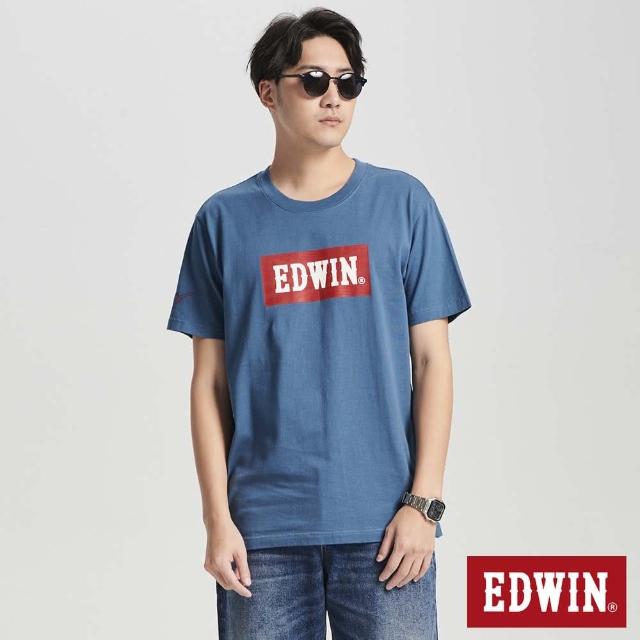 【EDWIN】男裝 音樂紅印花短袖T恤(灰藍色)