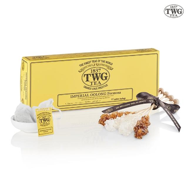 【TWG Tea】皇家烏龍茶包禮物組(手工純棉茶包 15包/盒+茶碟+茶糖棒)