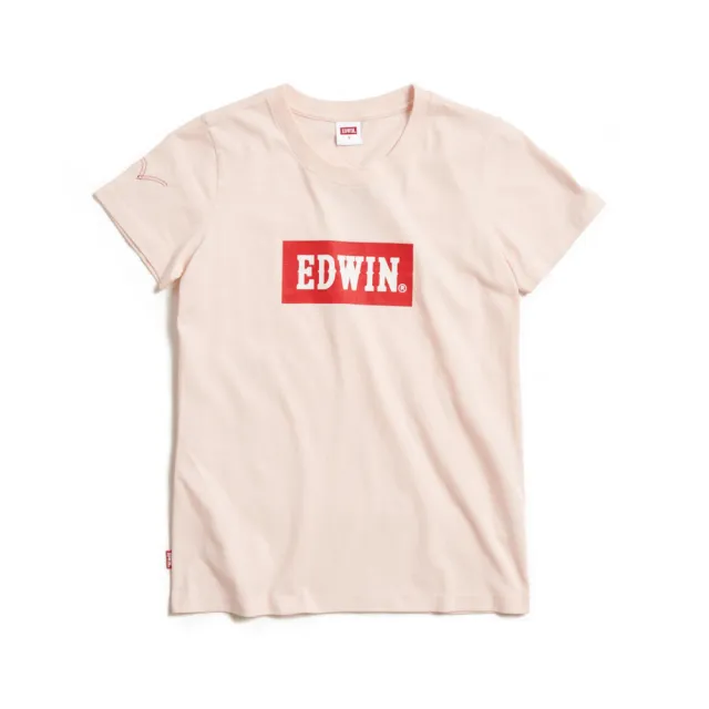 【EDWIN】女裝 音樂紅印花短袖T恤(淡粉紅)