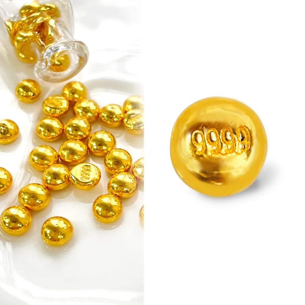 元大珠寶】黃金金豆9999開運金豆附加玻璃瓶(0.26錢正負1厘) - momo購物