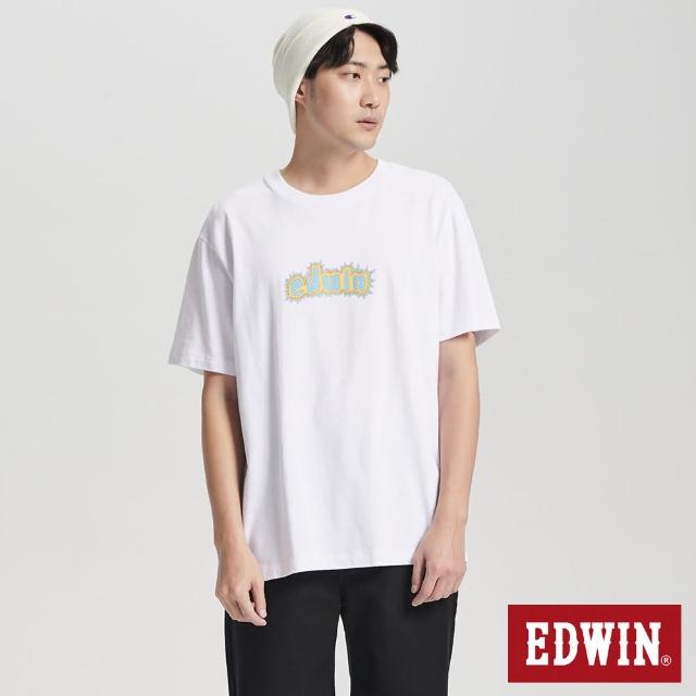 【EDWIN】男裝 超能光波寬版短袖T恤(白色)