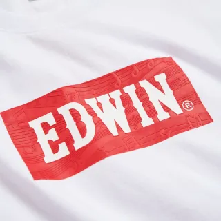 【EDWIN】女裝 音樂紅印花短袖T恤(白色)