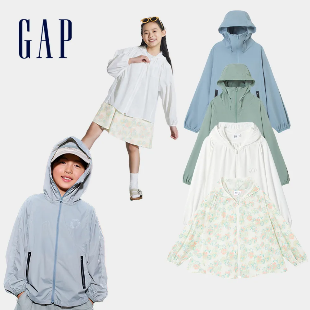【GAP】兒童裝 Logo防曬印花連帽外套-多款任選(890512&890475)