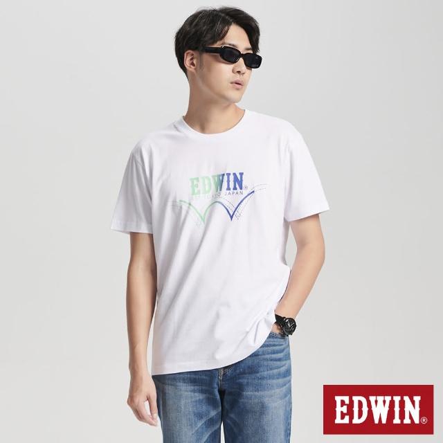 【EDWIN】男裝 漸層印花短袖T恤(白色)