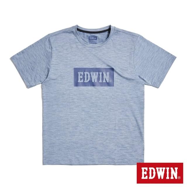 【EDWIN】男裝 涼感系列 經典印花短袖T恤(灰藍色)