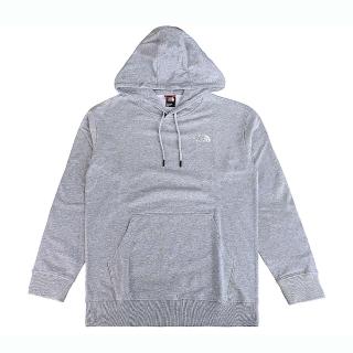 【The North Face】THE NORTH FACE前左胸刺繡字母標誌LOGO棉混紡長袖連帽T恤(男款/淺灰)