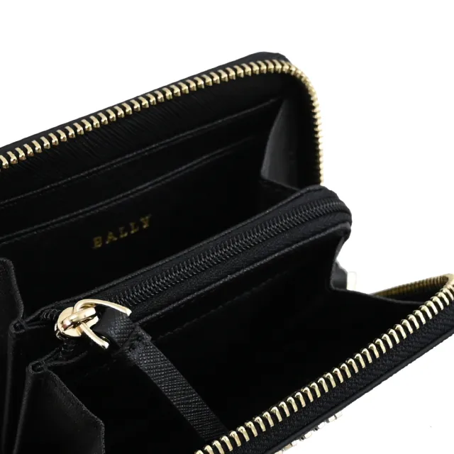 【BALLY】經典B字印花紅白紅條紋信用卡名片零錢包短夾(灰)