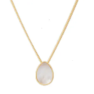 【CINCO】葡萄牙精品 KLEIN NECKLACE 925純銀鑲24K金 珍珠母貝水滴項鍊 滑球可調式設計(925純銀精鍍24k金)