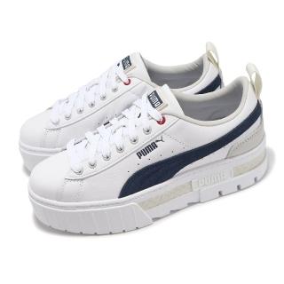 【PUMA】休閒鞋 Mayze Lth Wns 女鞋 白 藍 厚底 增高 皮革 小白鞋(381983-41)