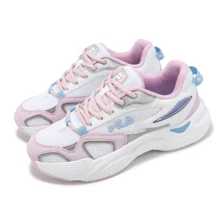 【FILA】休閒鞋 Hearts 女鞋 白 藍 紫 緩衝 拼接 情人節 老爹鞋 斐樂(5J919Y153)